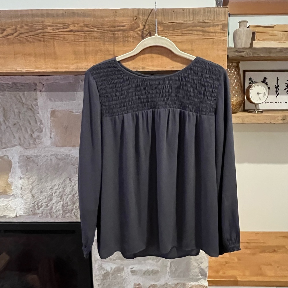 Loft graphite blouse smocked